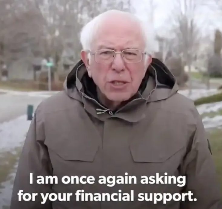 Bernie Sanders saying I'm Once Again Asking For Your Support