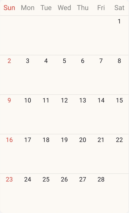 Blank February Calendar